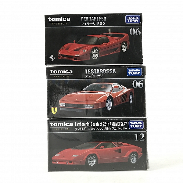 実際に弊社で買取させて頂いた【おまとめ/未開封】タカラトミー トミカ プレミアム フェラーリ/ランボルギーニ F355/カウンタック 等 ミニカーの画像 1枚目