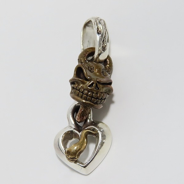 実際に弊社で買取させて頂いた【ギャラ付】STARLINGEAR/スターリンギア マイクロスカルフレーム ハートフープ ペンダントの画像 1枚目