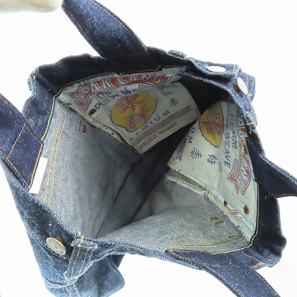 実際に弊社で買取させて頂いたSUGAR CANE/シュガーケーン 沖縄砂糖黍 デニム 2WAY ショルダー トートバッグの画像 3枚目