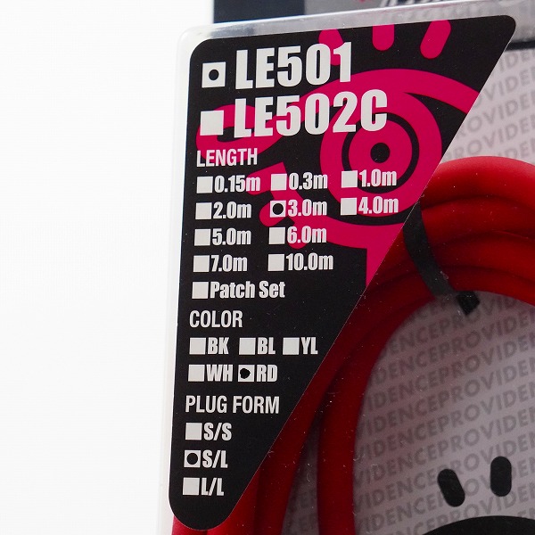 実際に弊社で買取させて頂いた【未開封】Providence/プロヴィデンス LE501 3.0m S/L RED 楽器用 シールド ギターシールドの画像 3枚目