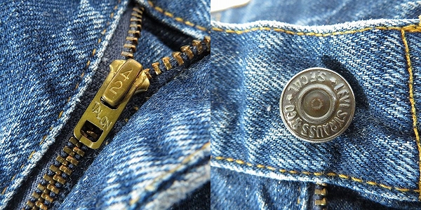 実際に弊社で買取させて頂いたリーバイス 505 0217 刻印4 フロント並行ステッチ 42TALON ビッグE バックポケット裏シングル 赤タブ不均等 ヴィンテージ/W30の画像 5枚目