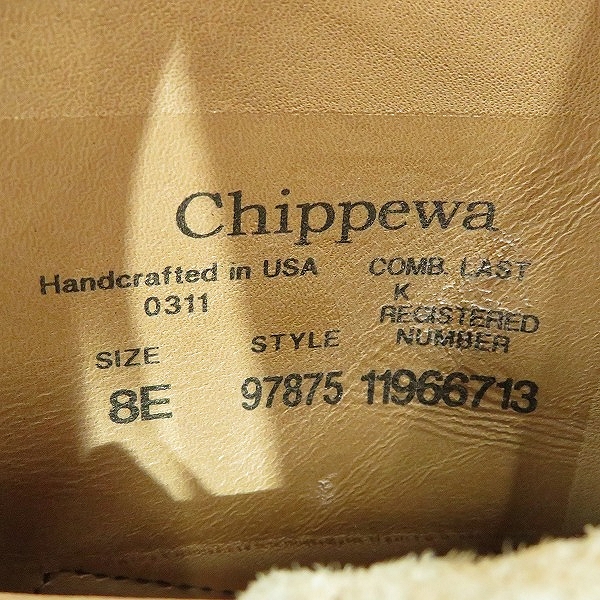 実際に弊社で買取させて頂いたCHIPPEWA/チペワ ショート モック エンジニア ブーツ 97875/8Eの画像 5枚目