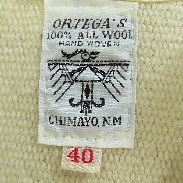 実際に弊社で買取させて頂いたORTEGA'S/オルテガ CHIMAYO NM/チマヨ ベスト クルミボタン/40の画像 2枚目