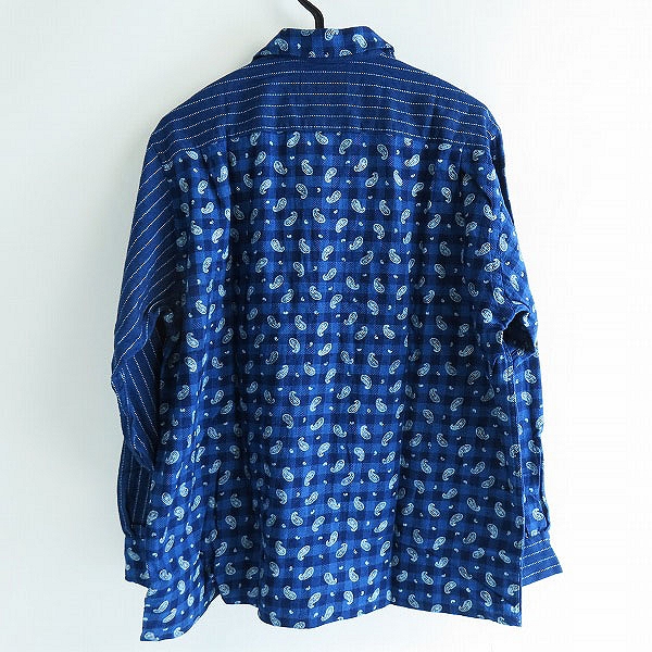 実際に弊社で買取させて頂いた【未使用】BEAMS PLUS/ビームス プラス MADE MILL 68I インディゴ ペイズリー  長袖シャツ/Lの画像 1枚目