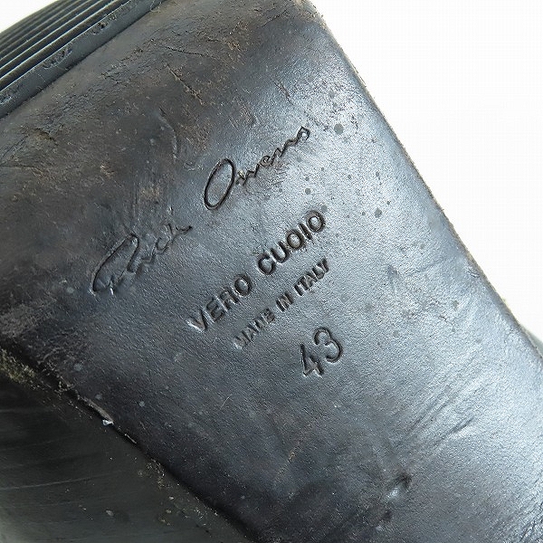 実際に弊社で買取させて頂いた【難有り】RICK OWENS/リックオウエンス KISS BOOTS/キス ヒールブーツ ブラック/43の画像 5枚目