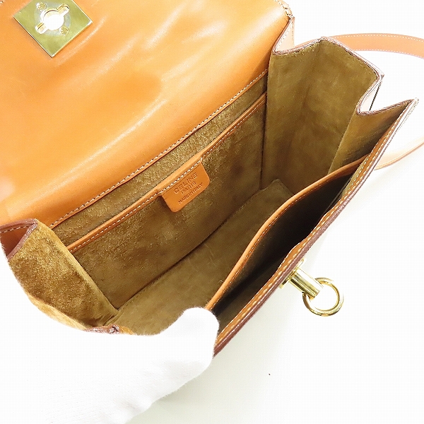 実際に弊社で買取させて頂いたCELINE/セリーヌ オールド ショルダーバッグ マカダム柄 ガンチーニ金具の画像 4枚目