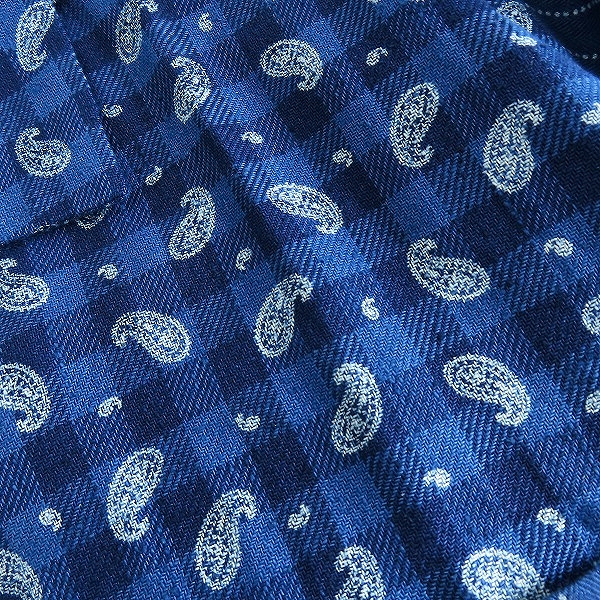 実際に弊社で買取させて頂いた【未使用】BEAMS PLUS/ビームス プラス MADE MILL 68I インディゴ ペイズリー  長袖シャツ/Lの画像 5枚目