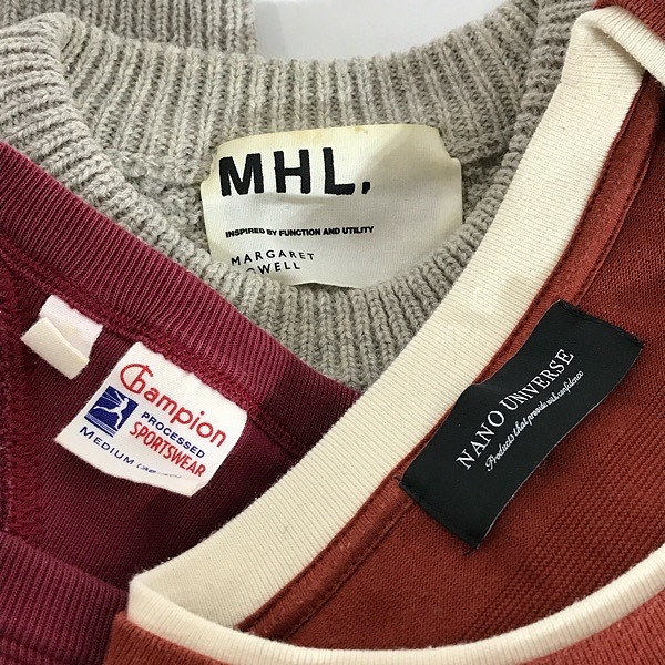 実際に弊社で買取させて頂いた【おまとめ】マーガレットハウエル/チャンピオン/ナノユニバース 他 メンズ/レディース ニット/スウェット/Tシャツ 等
