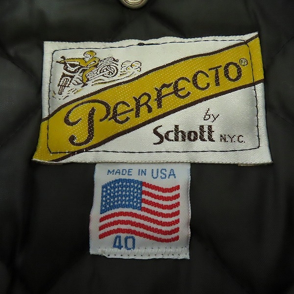 実際に弊社で買取させて頂いたPERFECTO by Schott/パーフェクト バイ ショット ダブルライダースジャケット ブラック/40の画像 2枚目