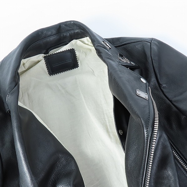 実際に弊社で買取させて頂いたDIESEL BLACK GOLD/ディーゼルブラックゴールド ラムレザーダブルライダースジャケット 48の画像 4枚目