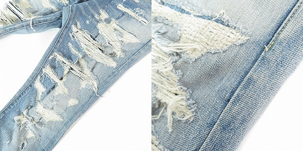 実際に弊社で買取させて頂いたCRIMIE/クライミー BORN FREE SUPER CLASH DENIM JEANS ダメージ加工 デニムパンツ/インディゴ/CR1-02A1-PL05 /30の画像 8枚目