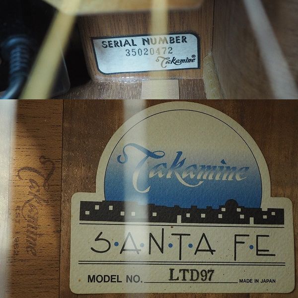 実際に弊社で買取させて頂いた★【難有り】Takamine/タカミネ SANTA FE LTD97 エレアコ/アコースティックギター 限定モデル ハードケース付の画像 4枚目