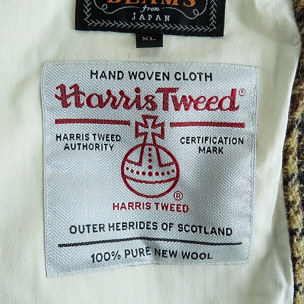 実際に弊社で買取させて頂いたBEAMS PLUS×Harris Tweed/ビームス プラス×ハリスツイード 千鳥格子柄 胡桃ボタンテーラードジャケット 38-16-0117-803/XLの画像 3枚目