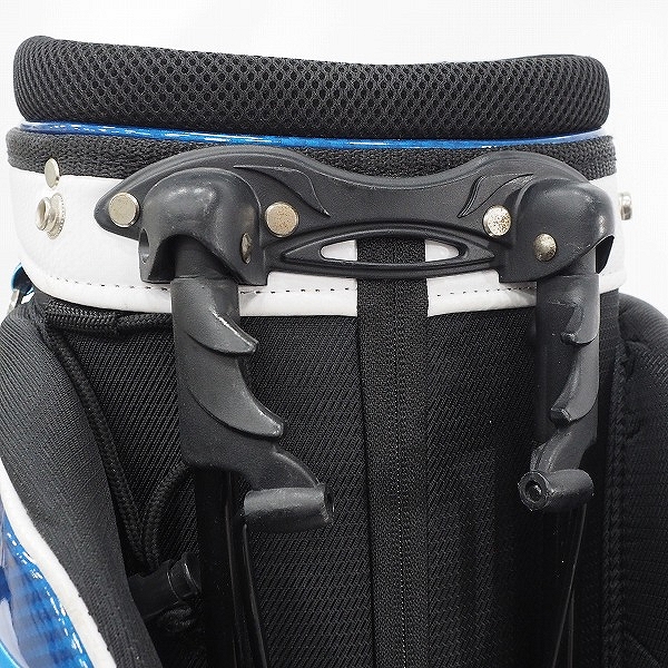 実際に弊社で買取させて頂いたHONMA/ホンマ CB-1802 TOUR WORLD/ツアーワールド 9型 5分割 スタンド式キャディバッグ ブルーｘホワイトの画像 5枚目