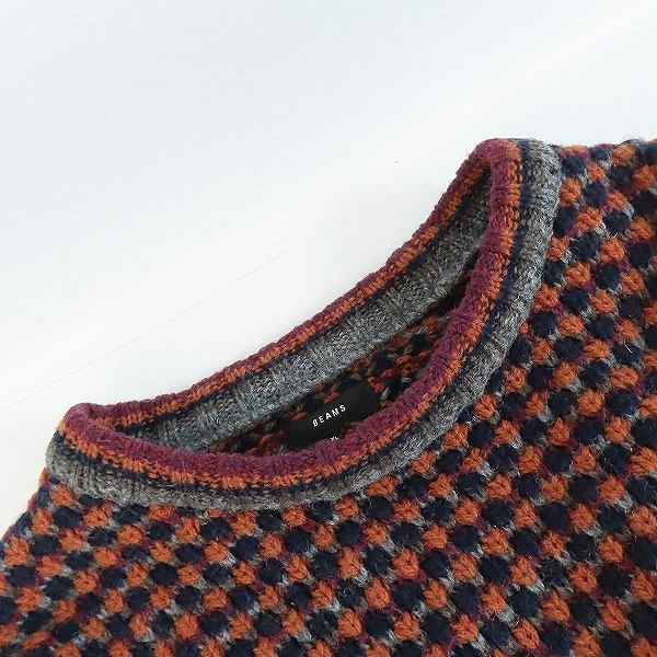実際に弊社で買取させて頂いたBEAMS/ビームス 3ゲージジャカードクルーネックニット11-15-0499-147/XLの画像 4枚目