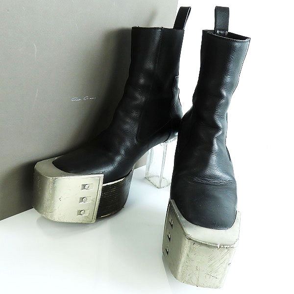 実際に弊社で買取させて頂いた【難有り】RICK OWENS/リックオウエンス KISS BOOTS/キス ヒールブーツ ブラック/43の画像 0枚目