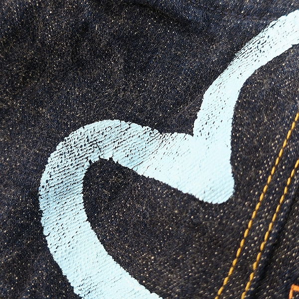 実際に弊社で買取させて頂いたEVISU/エヴィス 新恵美寿神頭 デニムジャケット Lot.1008/42の画像 7枚目