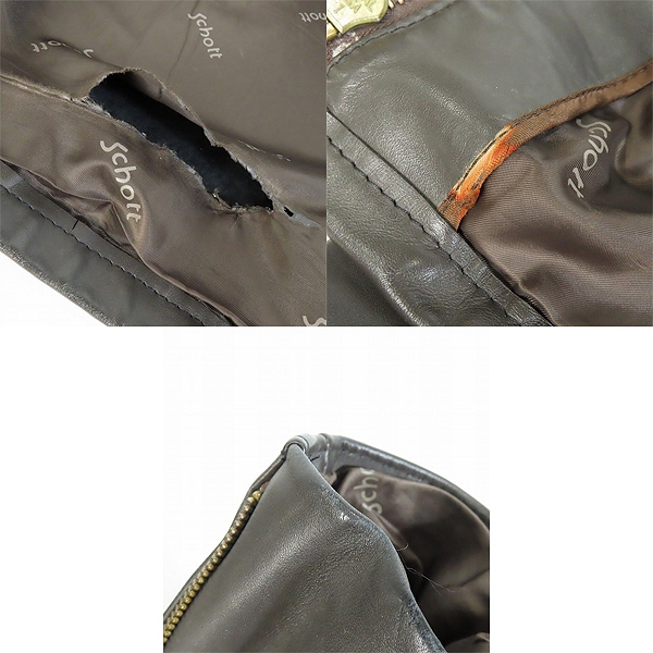 実際に弊社で買取させて頂いたSchott/ショット 襟付き シングルライダース/レザージャケット ライナー付き Lot.642/40の画像 8枚目