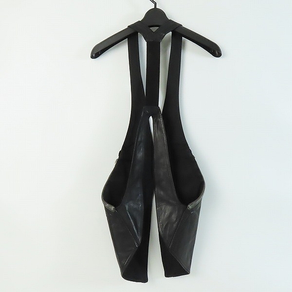 実際に弊社で買取させて頂いたRICK OWENS/リックオウエンス BAUHAUS LEATHER VEST/バウハウス レザーベスト ブラック RU01B1763-LGW/46の画像 1枚目