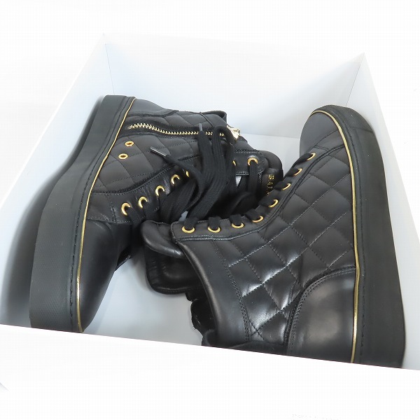 実際に弊社で買取させて頂いたBALMAIN/バルマン サイドジップ キルティング ハイカットスニーカー W6HT324D649-176/41の画像 8枚目
