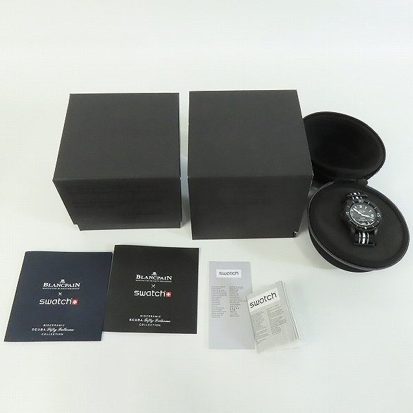 実際に弊社で買取させて頂いた【保証期間内】blancpain×swatch/ブランパン×スウォッチ OCEAN OF STORMS ダイバーズウォッチ SO35B400の画像 5枚目