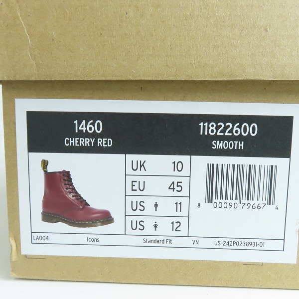実際に弊社で買取させて頂いたDr.Martens/ドクターマーチン 1460 SMOOTH 8ホール ブーツ チェリーレッド 11822600/UK10の画像 9枚目