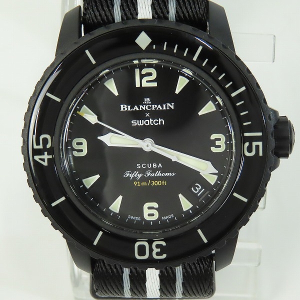 実際に弊社で買取させて頂いた【保証期間内】blancpain×swatch/ブランパン×スウォッチ OCEAN OF STORMS ダイバーズウォッチ SO35B400