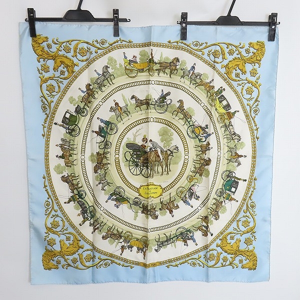 実際に弊社で買取させて頂いたHERMES/エルメス カレ90 LA PROMENADE LONGCHAMP ロンシャンへの散歩 スカーフ