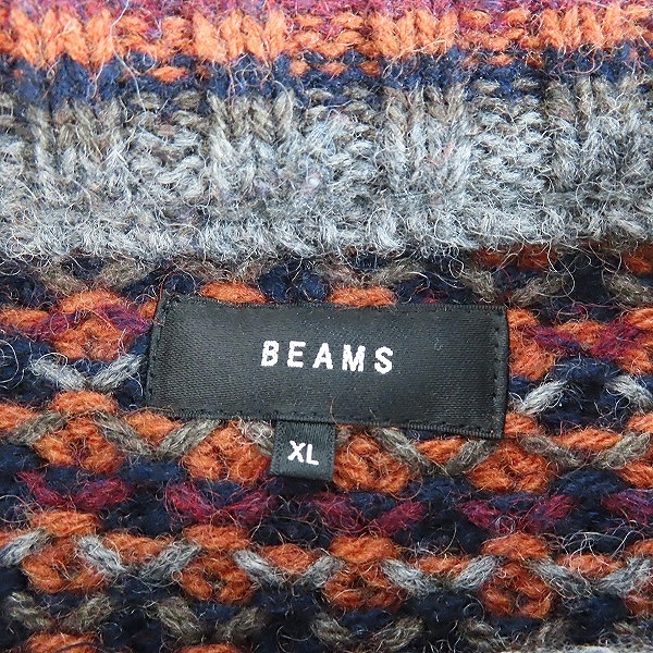 実際に弊社で買取させて頂いたBEAMS/ビームス 3ゲージジャカードクルーネックニット11-15-0499-147/XLの画像 2枚目