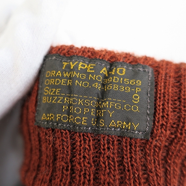 実際に弊社で買取させて頂いたBUZZ RICKSON'S/バズリクソンズ A-10 LEATHER GLOVE レザーグローブ/9の画像 3枚目