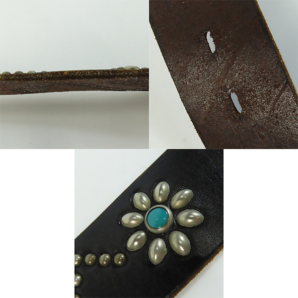 実際に弊社で買取させて頂いたHTC/エイチティーシー ターコイズ スタッズ ベルト ブラックの画像 9枚目