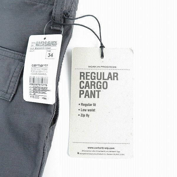 実際に弊社で買取させて頂いた【未使用】Carhartt/カーハート REGULAR CARGO PANT/レギュラーカーゴパンツ/34×32の画像 9枚目
