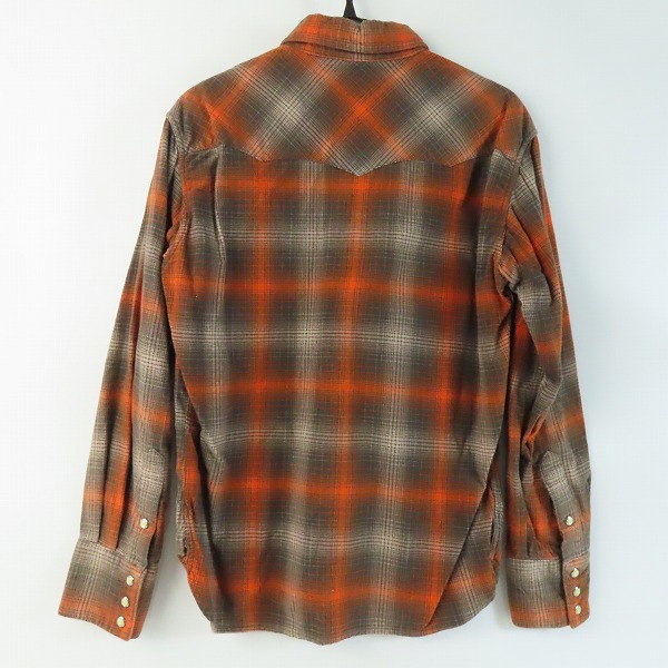 実際に弊社で買取させて頂いたTHE FLAT HEAD/フラットヘッド チェック柄 ネルシャツ オレンジ/40の画像 1枚目
