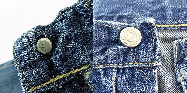 実際に弊社で買取させて頂いたLEVIS/リーバイス ドーム型ツープロング/均等V/片面ビッグE/隠しリベット/Vステッチ ベルトループセンター ヴィンテージ デニムの画像 9枚目