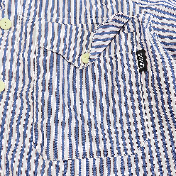 実際に弊社で買取させて頂いたTHE CRIMIE/クライミー ストライプ 半袖シャツ 刺繍 Sの画像 7枚目