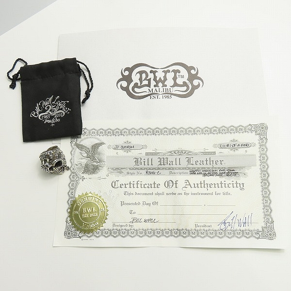 実際に弊社で買取させて頂いた【ギャラ付】BWL/BILL WALL LEATHER/ビルウォールレザー ゴールドサダー ストーンアイズ GRAFFITI MASTER SKULL RING/17号　の画像 9枚目