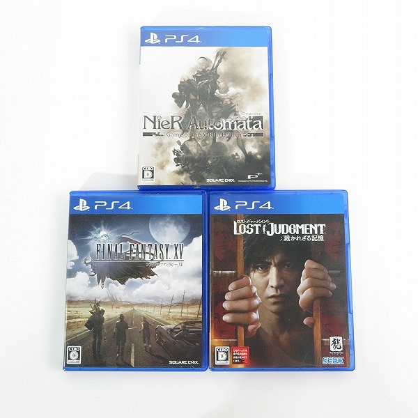 実際に弊社で買取させて頂いたPlayStation4/PS4 ソフト ニーアオートマタ/FF15/ロストジャッジメント 3点セット