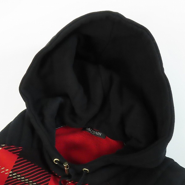 実際に弊社で買取させて頂いたBALMAIN/バルマン チェック プルオーバーパーカー/Sの画像 6枚目