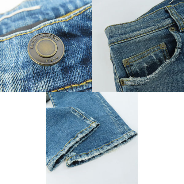 実際に弊社で買取させて頂いた【JPタグ】SAINT LAURENT/サンローランパリ 17SS スタッズレザーパッチウォッシュドスキニーデニムパンツ 456694 Y806K/27の画像 9枚目