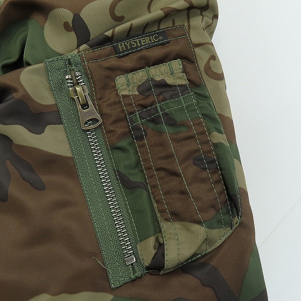 実際に弊社で買取させて頂いた【未使用】HYSTERIC GLAMOUR/ヒステリックグラマー WOMAN PIRATE/ガール プリント MA-1 フライト ジャケット 02223AB02/Mの画像 5枚目