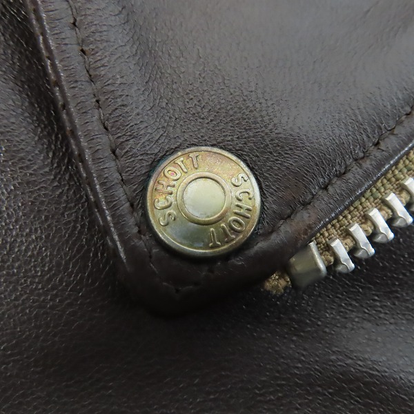 実際に弊社で買取させて頂いたSchott/ショット シープスキン レザー ダブル ライダース ジャケット 3271000/XSの画像 6枚目