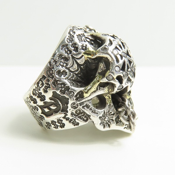 実際に弊社で買取させて頂いた【ギャラ付】BWL/BILL WALL LEATHER/ビルウォールレザー ゴールドサダー ストーンアイズ GRAFFITI MASTER SKULL RING/17号　の画像 4枚目