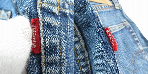 実際に弊社で買取させて頂いたリーバイス 505 0217 刻印4 フロント並行ステッチ 42TALON ビッグE バックポケット裏シングル 赤タブ不均等 ヴィンテージ/W30の画像 3枚目