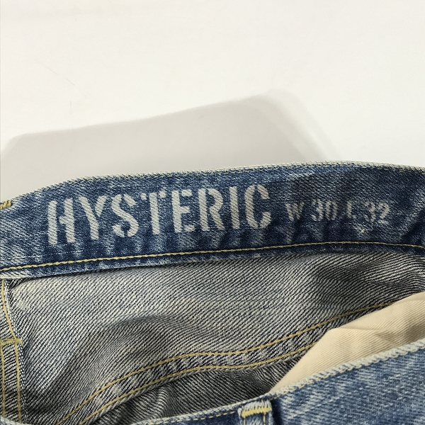 実際に弊社で買取させて頂いたHYSTERIC GLAMOUR/ヒステリックグラマー PSPR加工デニム テーパードパンツ 02172AP07/W30L32の画像 6枚目