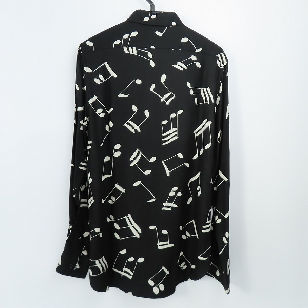 実際に弊社で買取させて頂いた【未使用】SAINT LAURENT PARIS/サンローランパリ 音符/総柄 ロングスリーブ/長袖 シャツ 376916 Y325N/ブラック/39の画像 1枚目