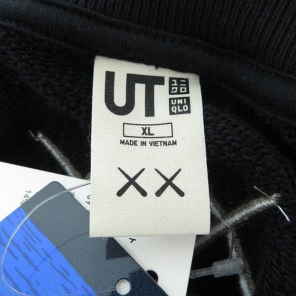実際に弊社で買取させて頂いた【未使用】UNIQLO×KAWS/ユニクロ×カウズ スウェットシャツ/トレーナーブラック/XLの画像 2枚目