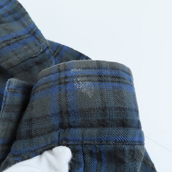 実際に弊社で買取させて頂いたDhyana/ディアーナ チェック柄 長袖シャツ 胸レザーポケット D13AW-70/2の画像 6枚目