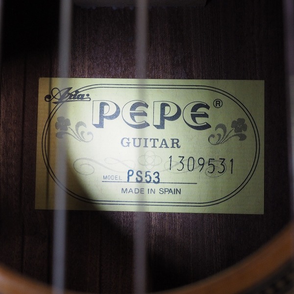 実際に弊社で買取させて頂いた★PEPE/ペペ PS53 ミニクラシックギター 弦長約 535mm スペイン製 ソフトケース付の画像 4枚目
