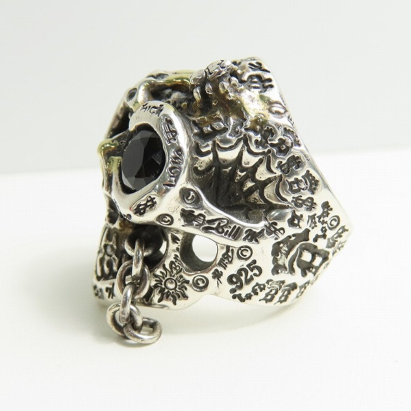 実際に弊社で買取させて頂いた【ギャラ付】BWL/BILL WALL LEATHER/ビルウォールレザー ゴールドサダー ストーンアイズ GRAFFITI MASTER SKULL RING/17号　の画像 2枚目