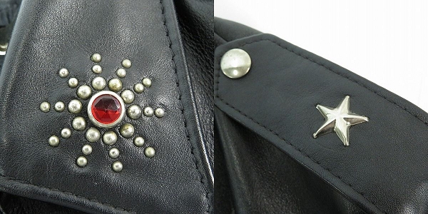 実際に弊社で買取させて頂いたSCHOTT×HTC/ショット×エイチティーシー 牛革 ワンスター スタッズ ライダースジャケット 613US 7007/38の画像 7枚目